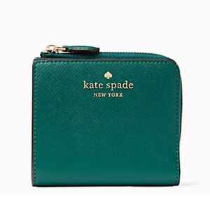 Kate Spade Brynn small saffiano leather l-zip wallet in jade green